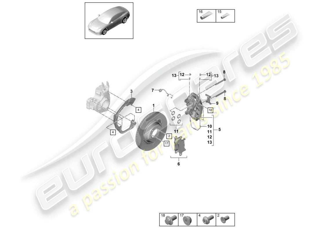 un diagrama de piezas del catálogo de piezas porsche 2020 (panamera 971-1)