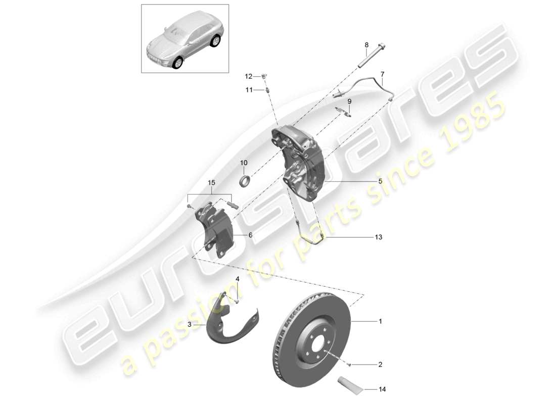 un diagrama de piezas del catálogo de piezas porsche 2015 (macan)