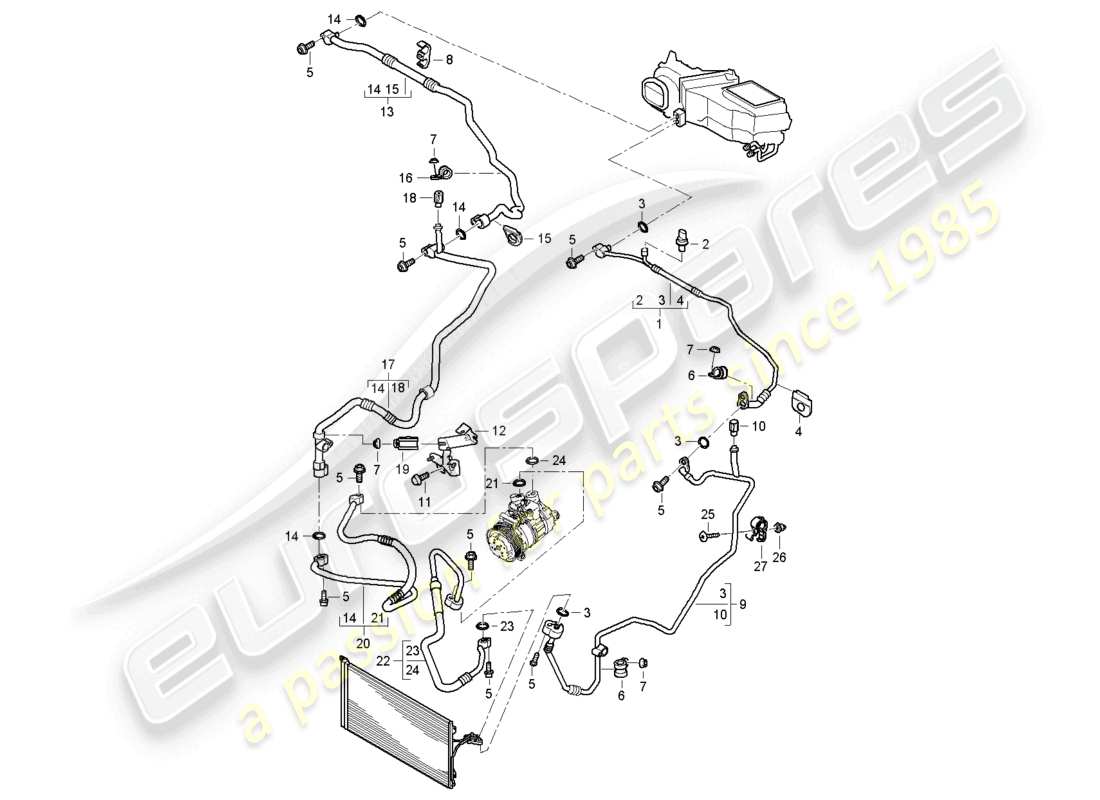 un diagrama de piezas del catálogo de piezas porsche 2009 (cayenne e1 9pa)