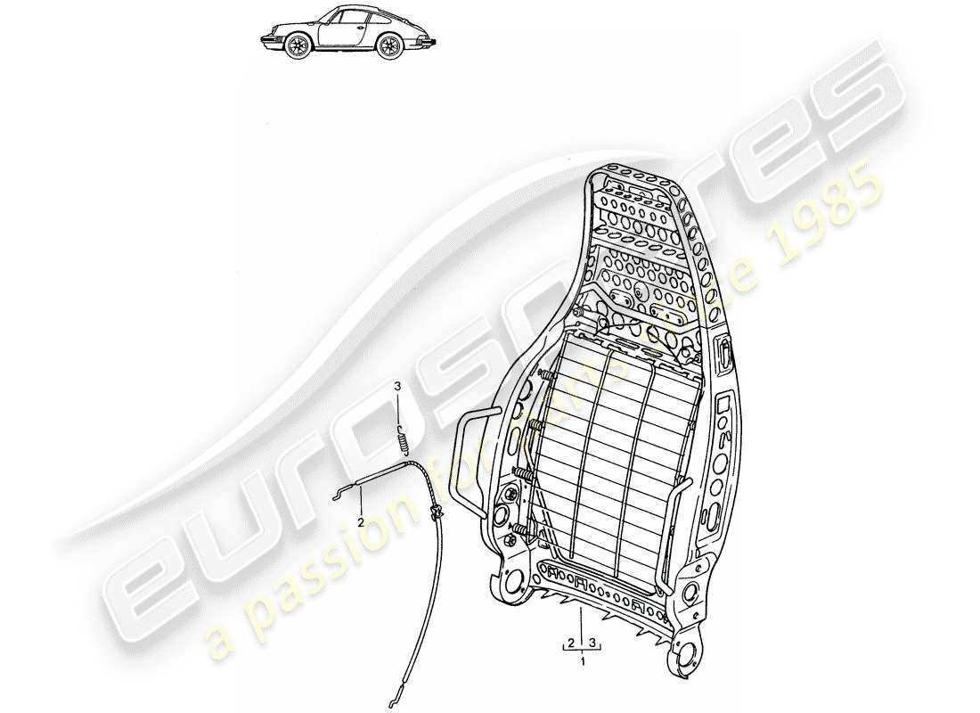 un diagrama de piezas del catálogo de piezas porsche 1990 (seats for 944/968/911/928)