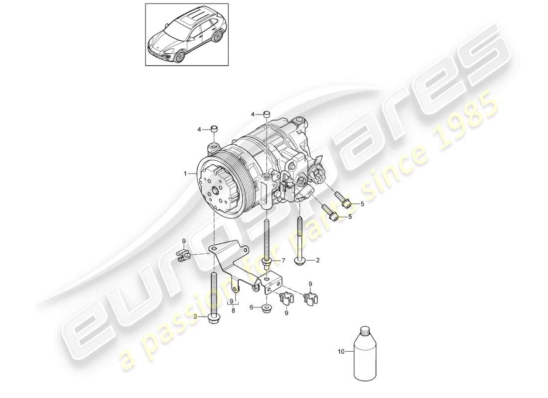un diagrama de piezas del catálogo de piezas porsche 2012 (cayenne e2 92a)