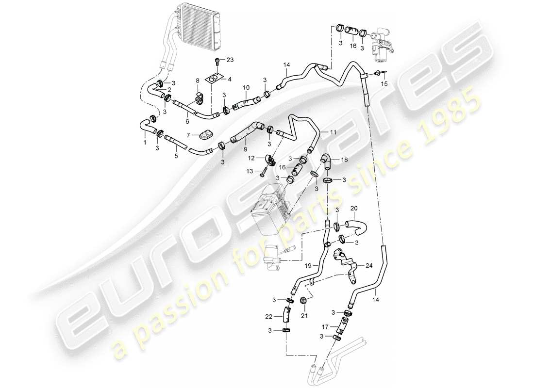 un diagrama de piezas del catálogo de piezas porsche 2007 (cayenne e1 9pa)