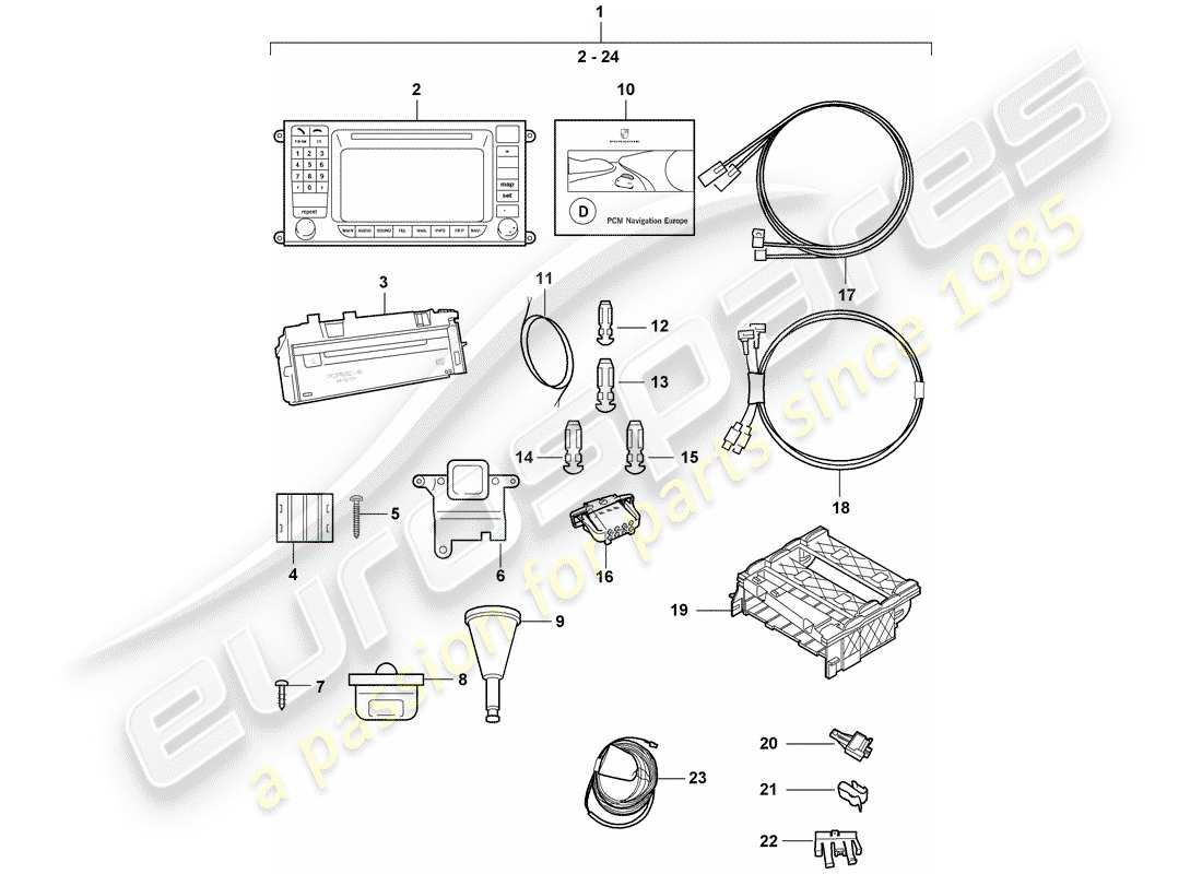 un diagrama de piezas del catálogo de piezas porsche 2018 (tequipment cayenne)