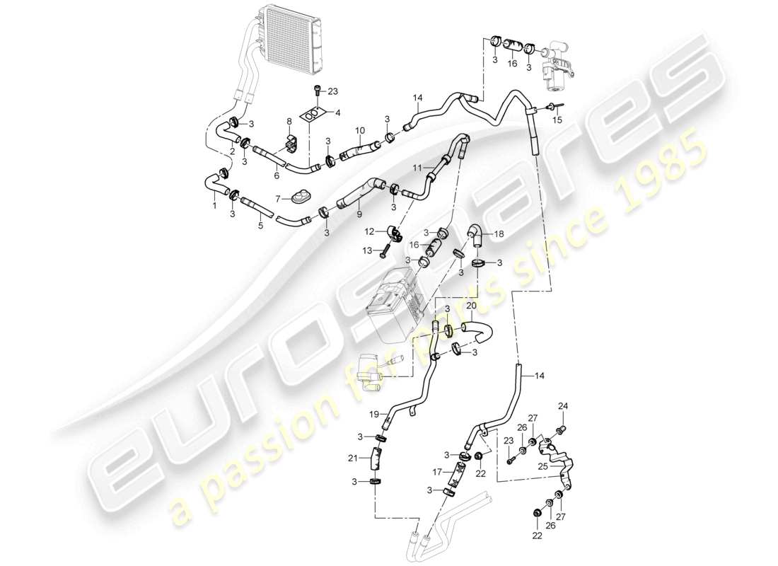 un diagrama de piezas del catálogo de piezas porsche 2003 (cayenne e1 9pa)