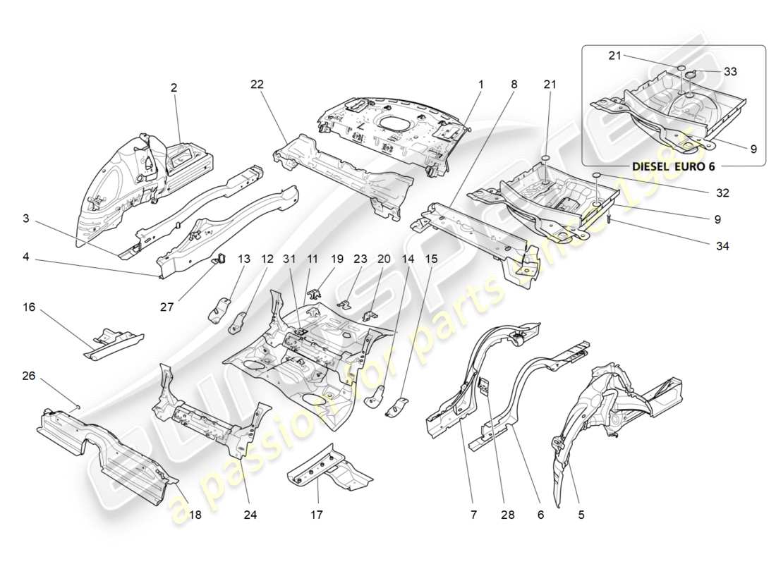 un diagrama de piezas del catálogo de piezas maserati qtp 3.0 bt v6 410hp (2014)