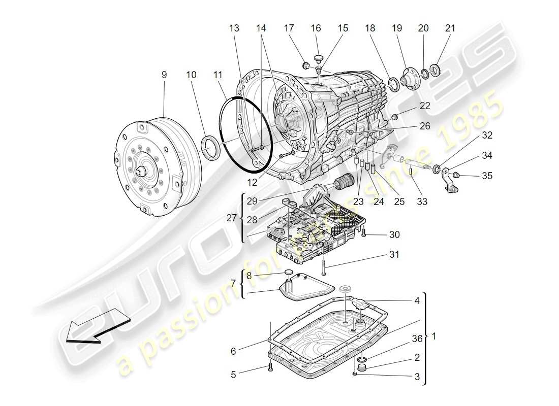 un diagrama de piezas del catálogo de piezas maserati granturismo (2009)