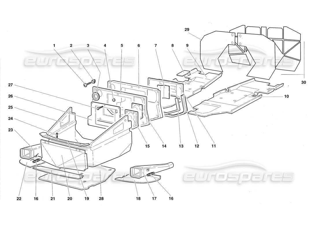 un diagrama de piezas del catálogo de piezas lamborghini diablo roadster (1998)