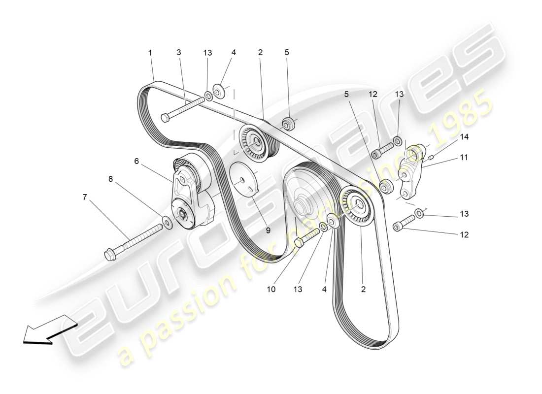 un diagrama de piezas del catálogo de piezas maserati qtp 3.0 bt v6 410hp (2014)