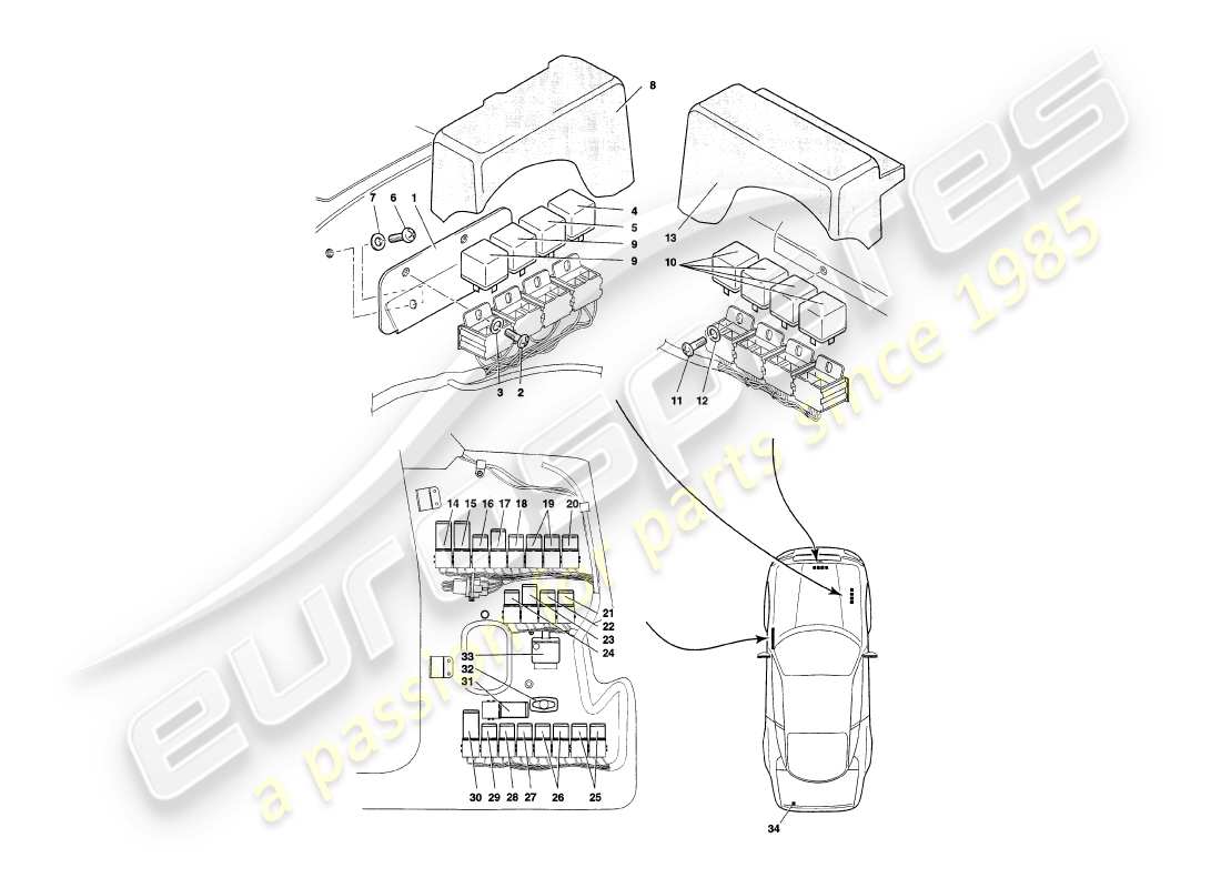 un diagrama de piezas del catálogo de piezas aston martin v8 coupé