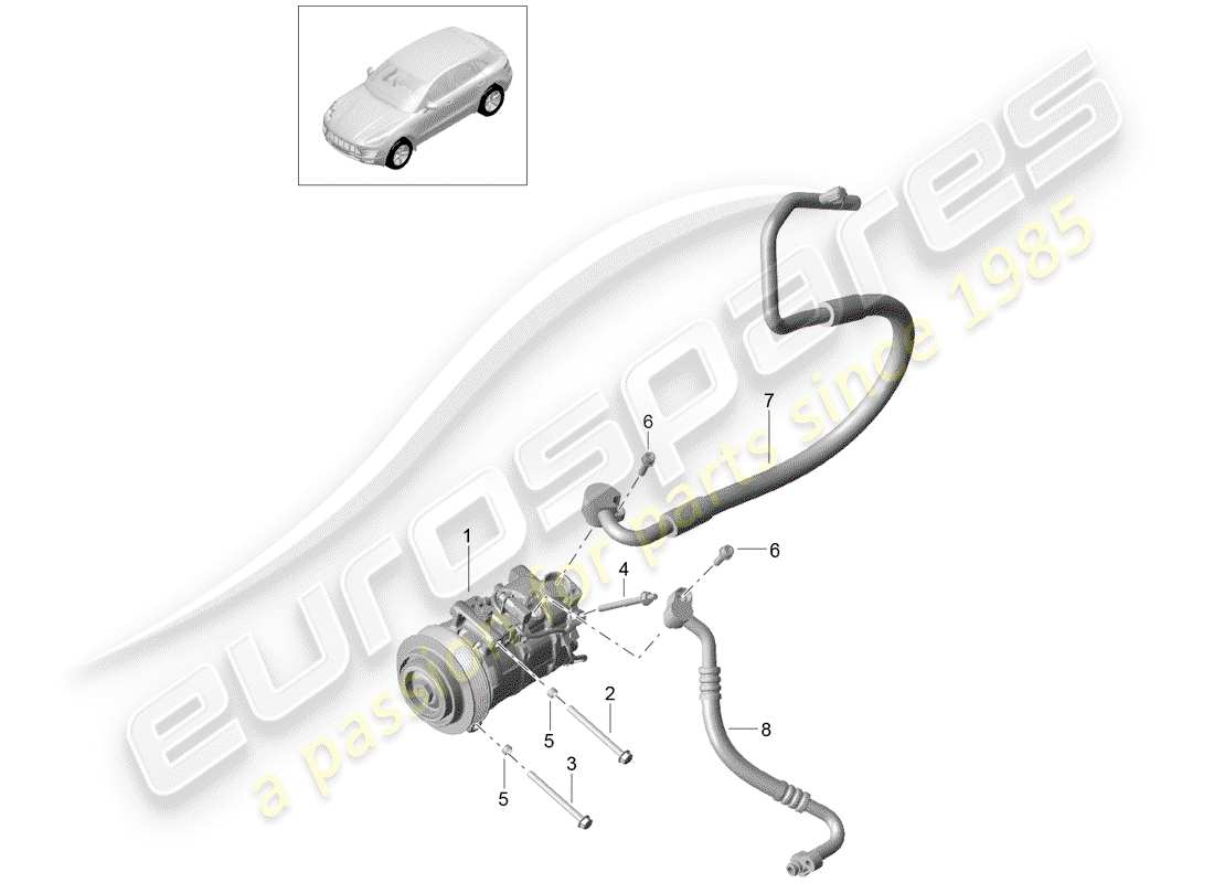 porsche 2017 (macan) diagrama de piezas del compresor