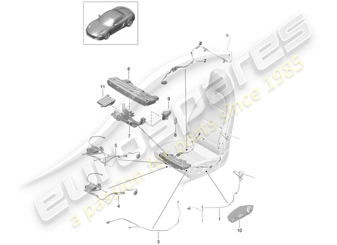 porsche 2020 (718 boxster) cableando arneses diagrama de piezas