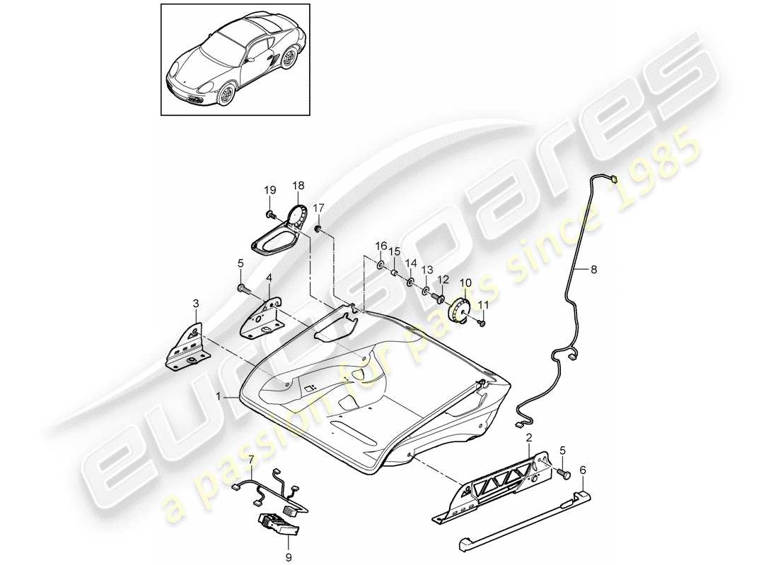 porsche 2010 (987 cayman) asiento diagrama de piezas