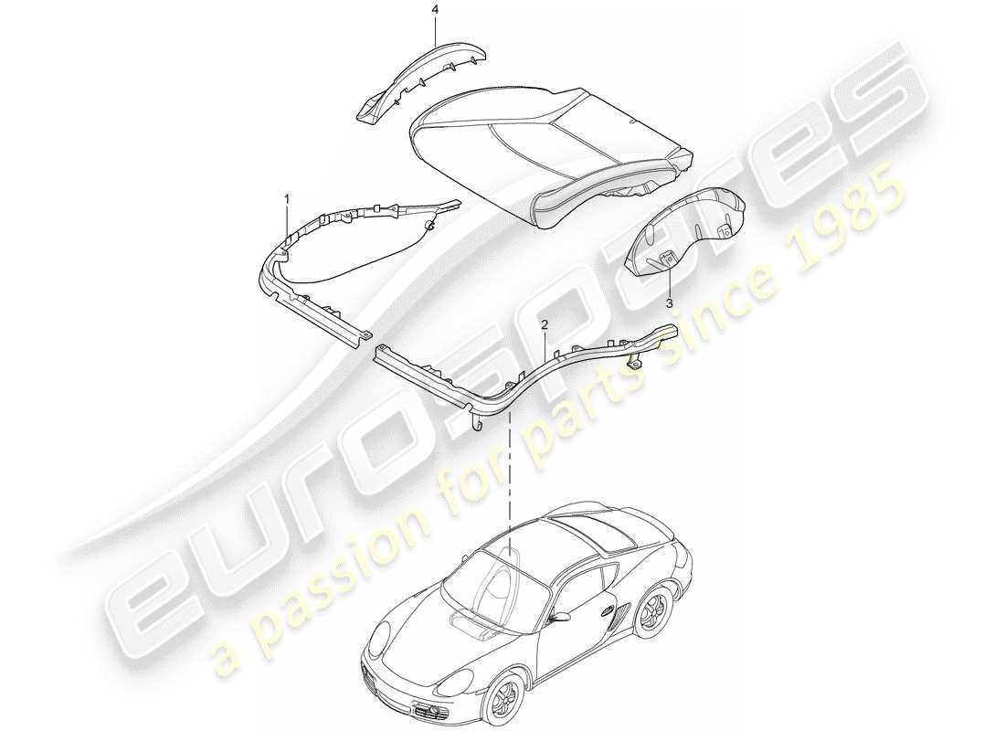 porsche 2010 (987 cayman) portador de cojín diagrama de piezas