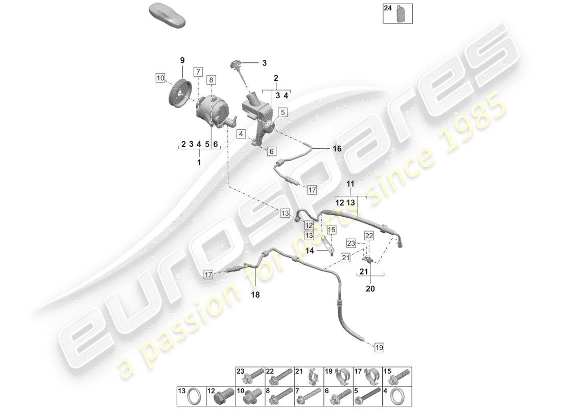 porsche 2020 (992-1) bomba hidráulica diagrama de piezas
