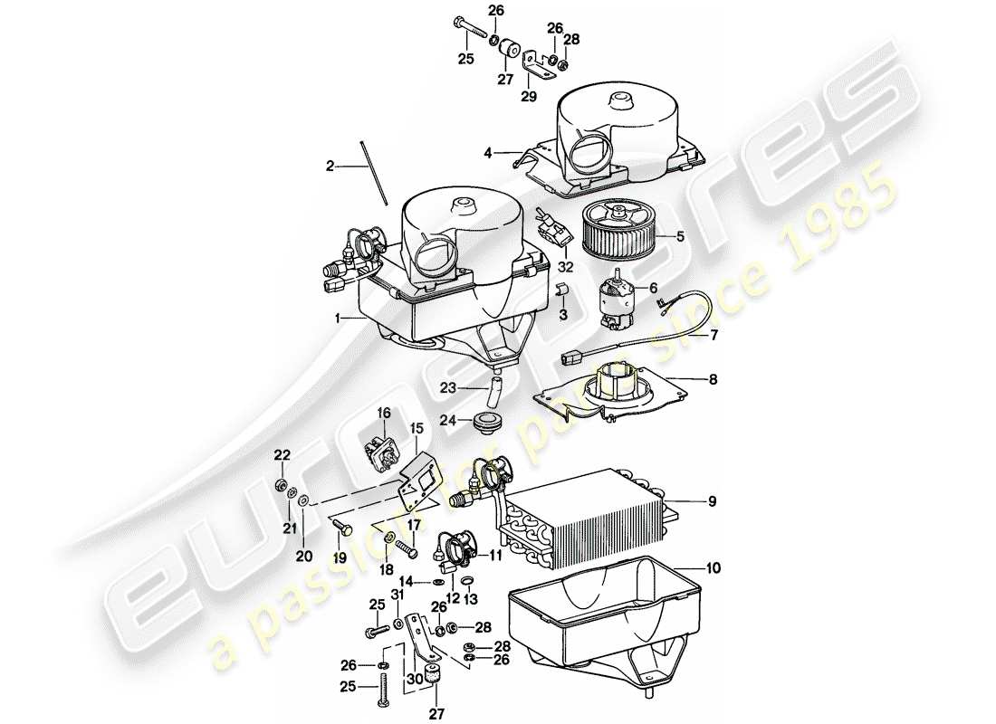 porsche 1987 (924s) aire acondicionado diagrama de piezas