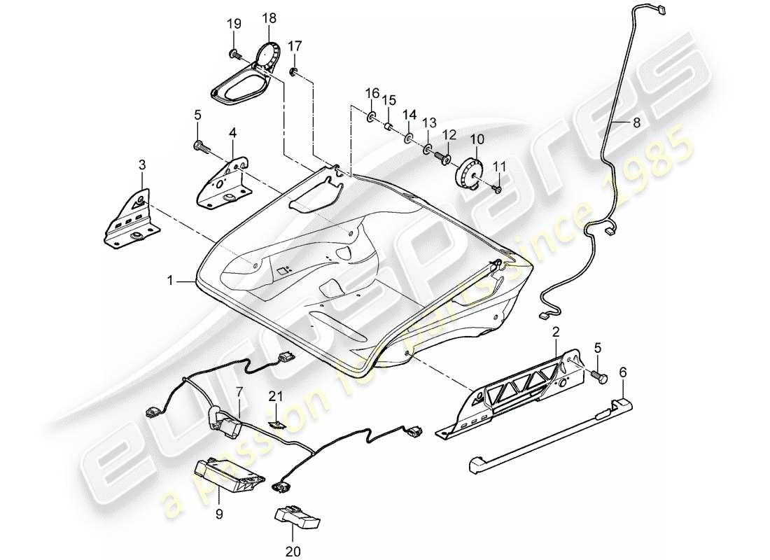 porsche 2007 (997-1 gt3) asiento diagrama de piezas