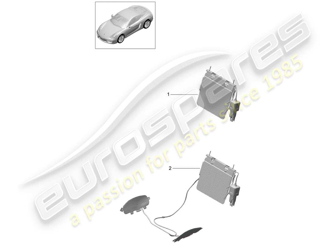 porsche 2015 (981 cayman) diagrama de piezas de soporte lumbar