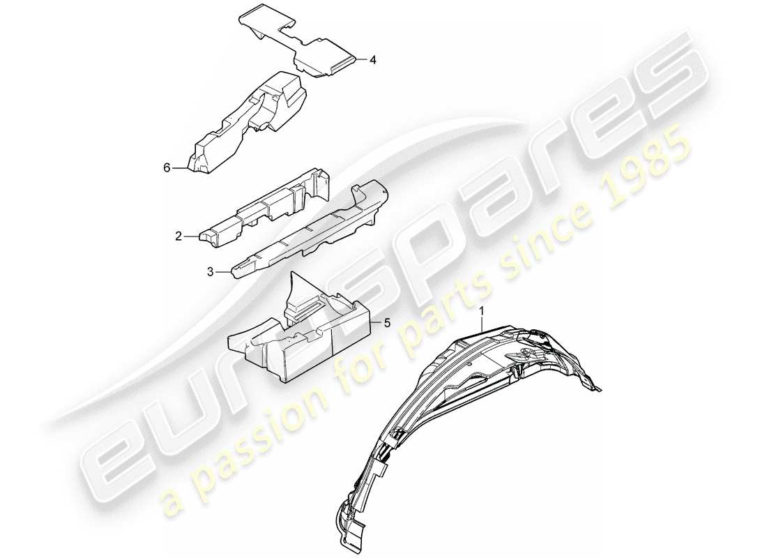 porsche 2010 (cayenne e1 9pa) diagrama de piezas del absorbedor de sonido