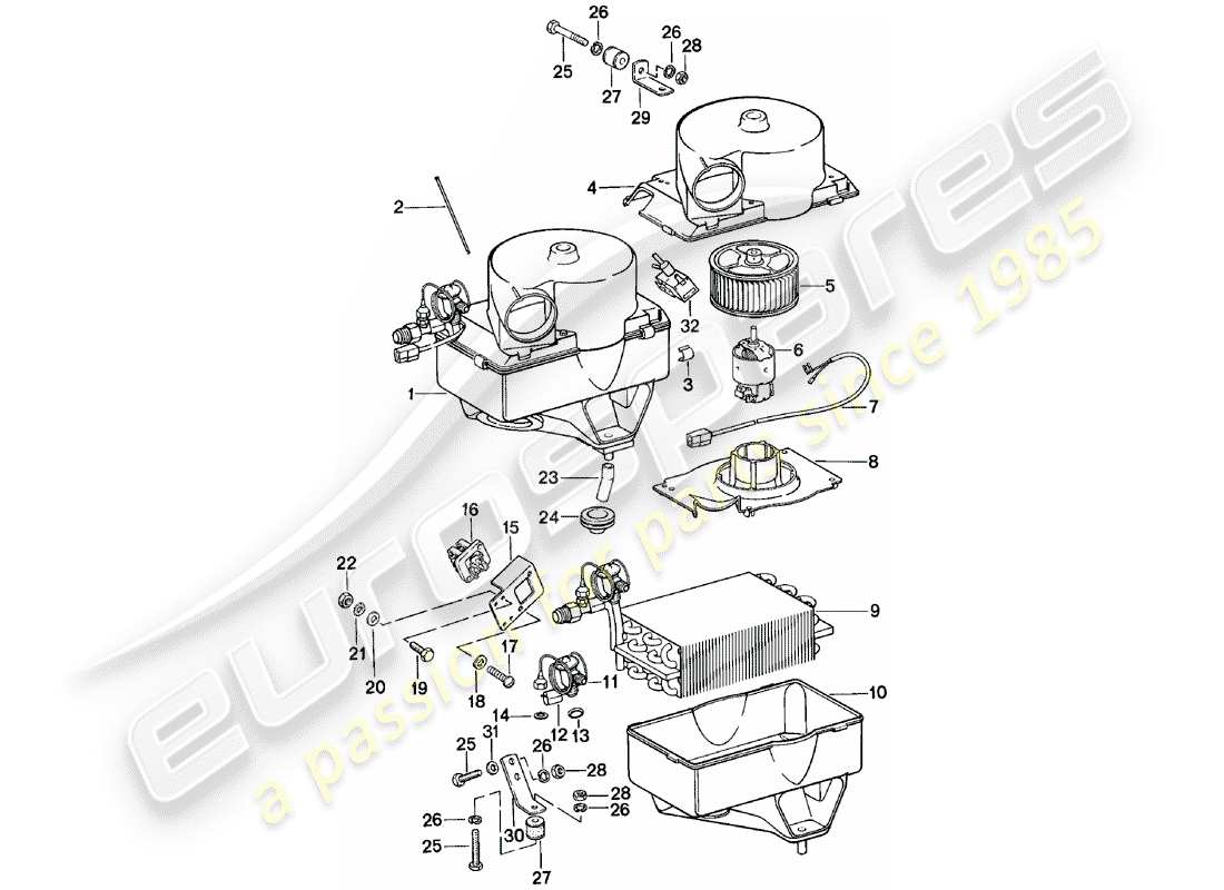 porsche 1981 (924) aire acondicionado diagrama de piezas