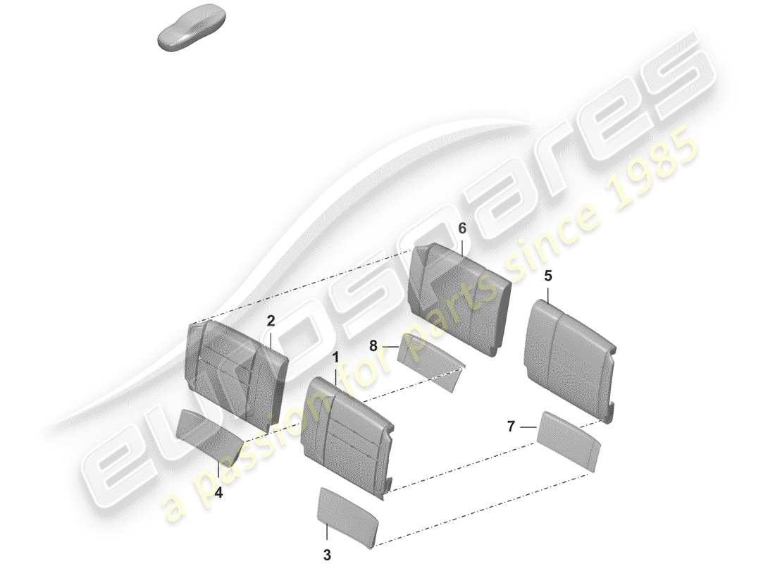 porsche 2019 (992-1) parte de espuma diagrama de piezas