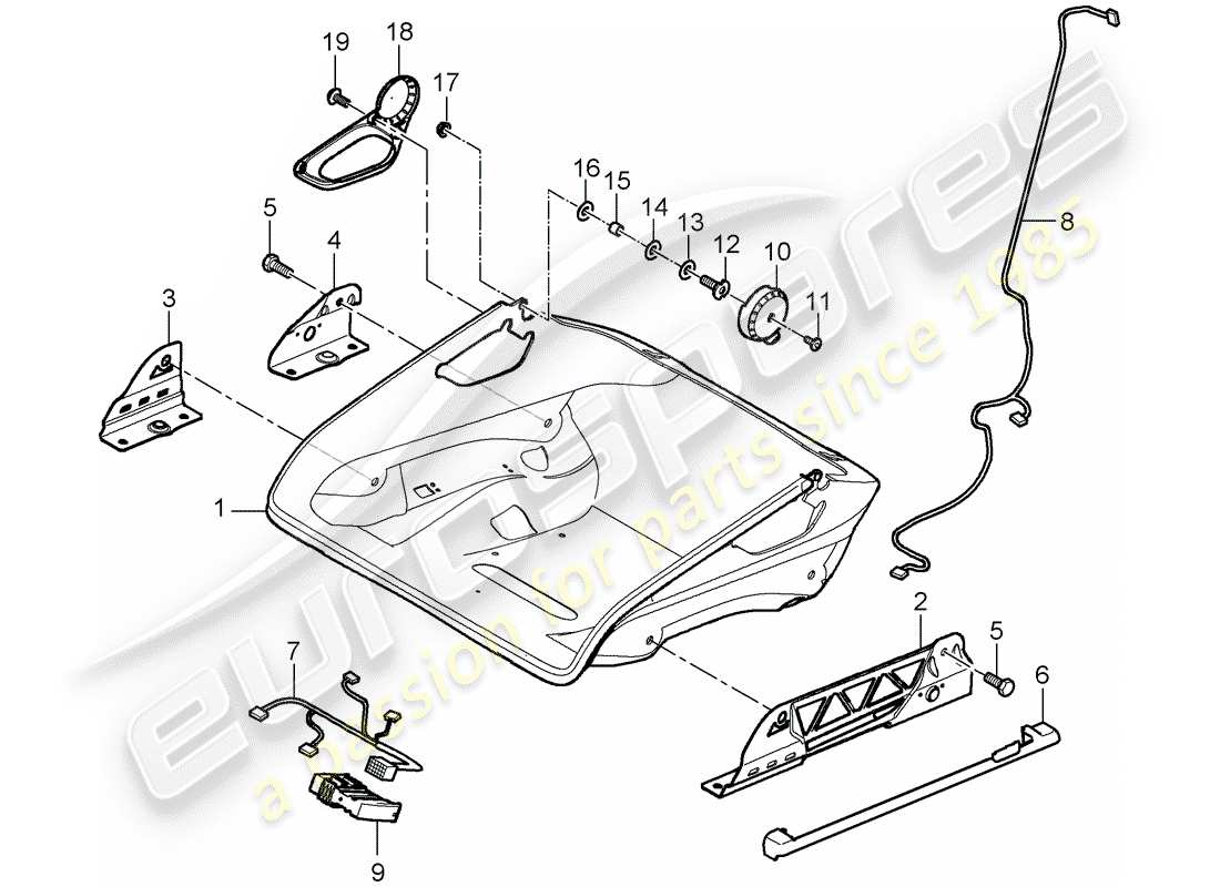 porsche 2009 997-2 turbo / gt2 diagrama de piezas de seat