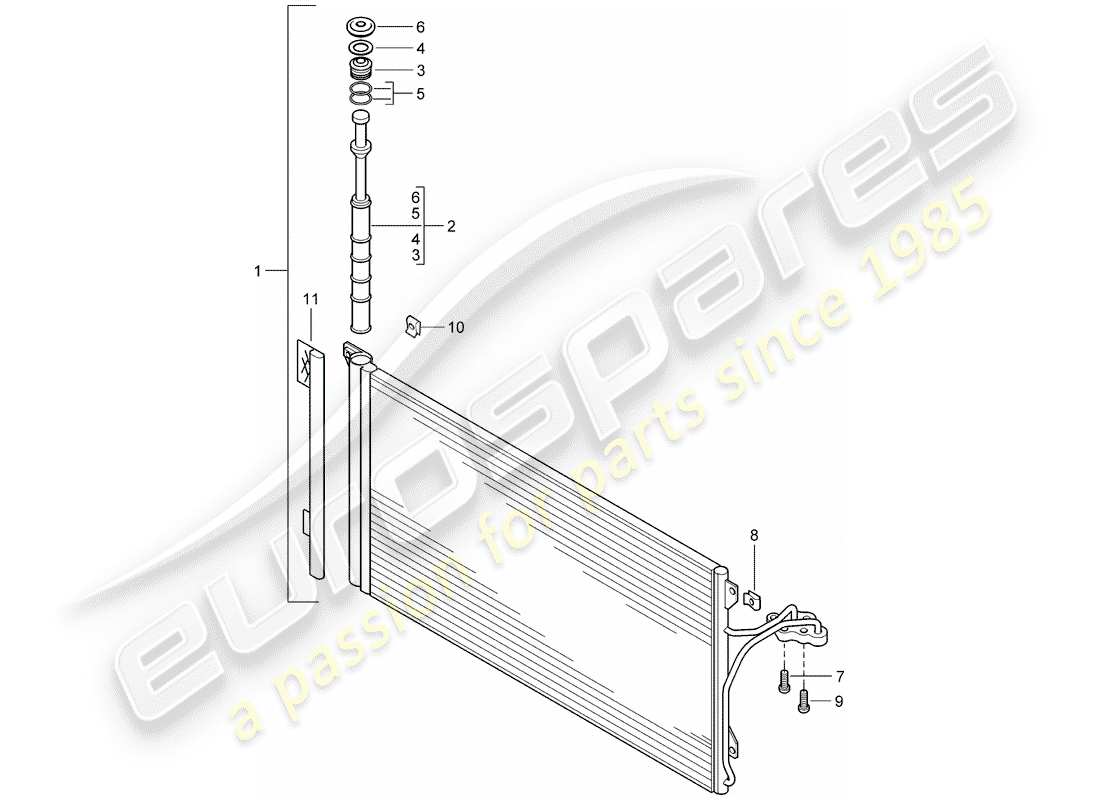porsche 2007 (cayenne e1 9pa) condensador diagrama de piezas