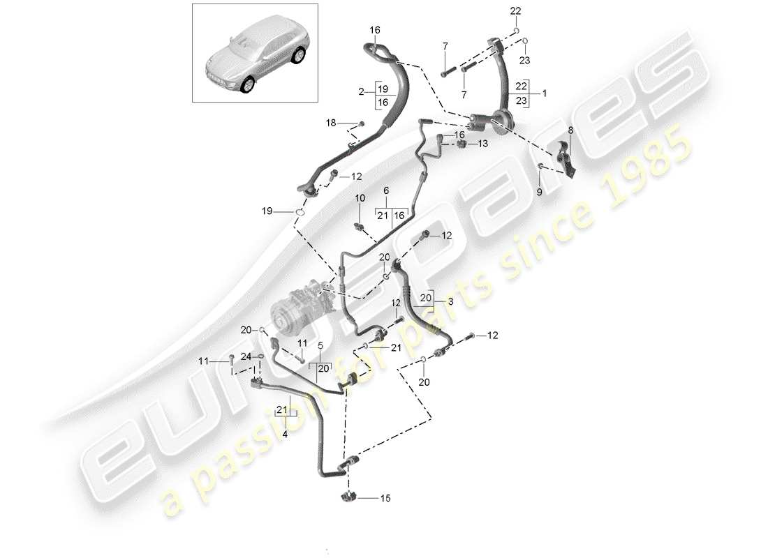 porsche 2018 (macan) circuito refrigerante diagrama de piezas