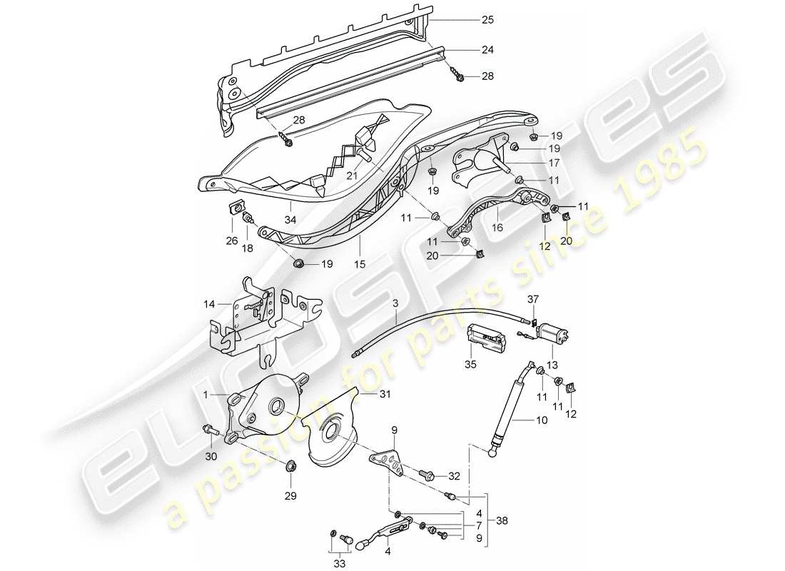 porsche 2006 (987 boxster) mecanismo de conducción diagrama de piezas