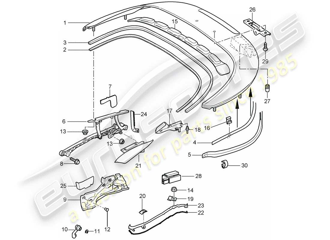 porsche 2011 (997-2) caja de almacenaje superior diagrama de piezas