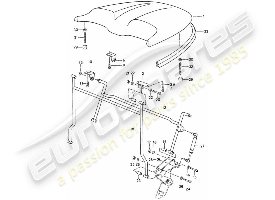 porsche 1990 (964) cubierta trasera diagrama de piezas