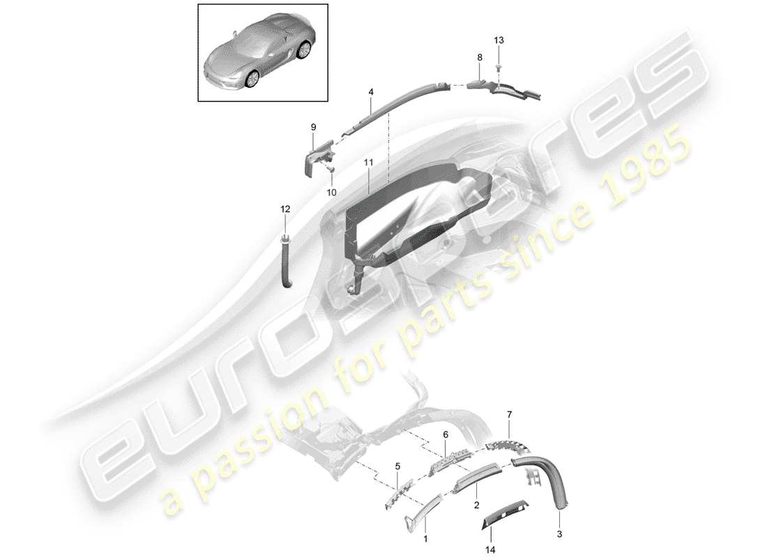 porsche 2016 (981 boxster spyder) diagrama de piezas de capota convertible