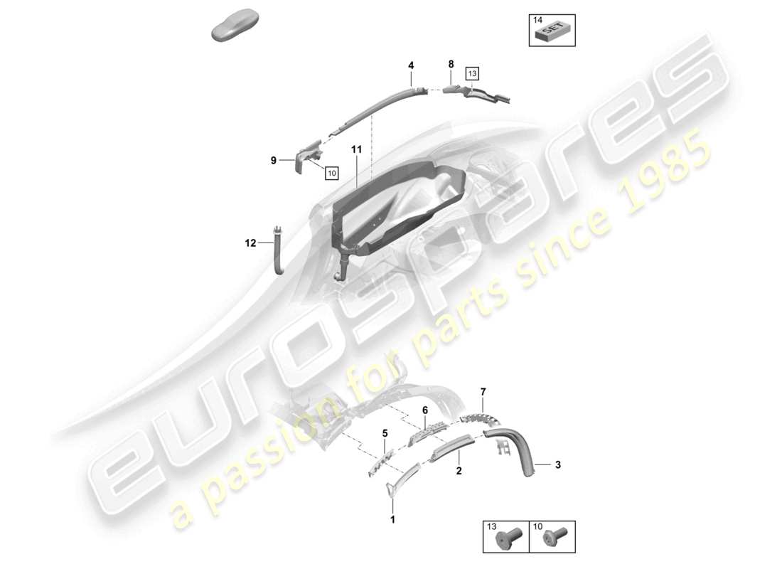 porsche 2020 (718 boxster) capota convertible junta bandeja recolectora de agua diagrama de piezas