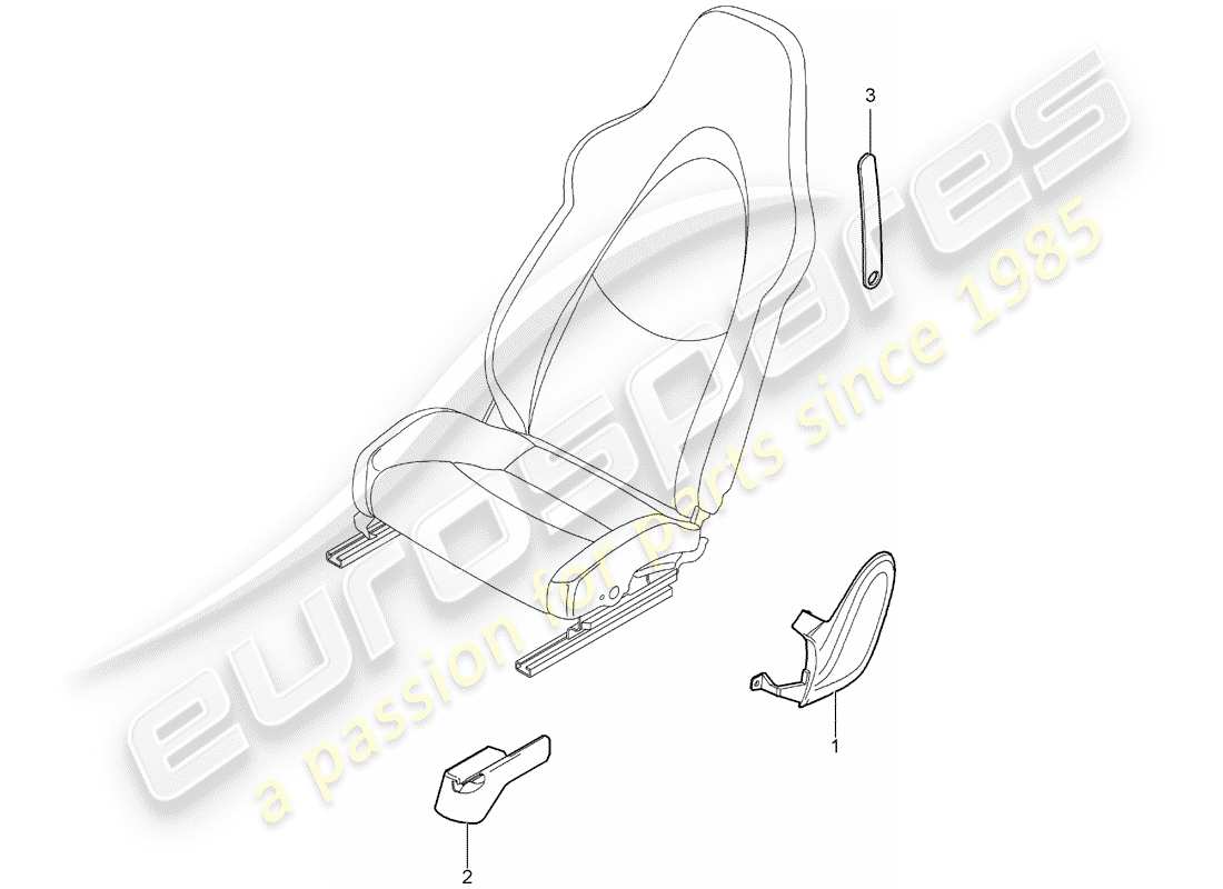 porsche 2010 (987 cayman) diagrama de piezas del asiento delantero