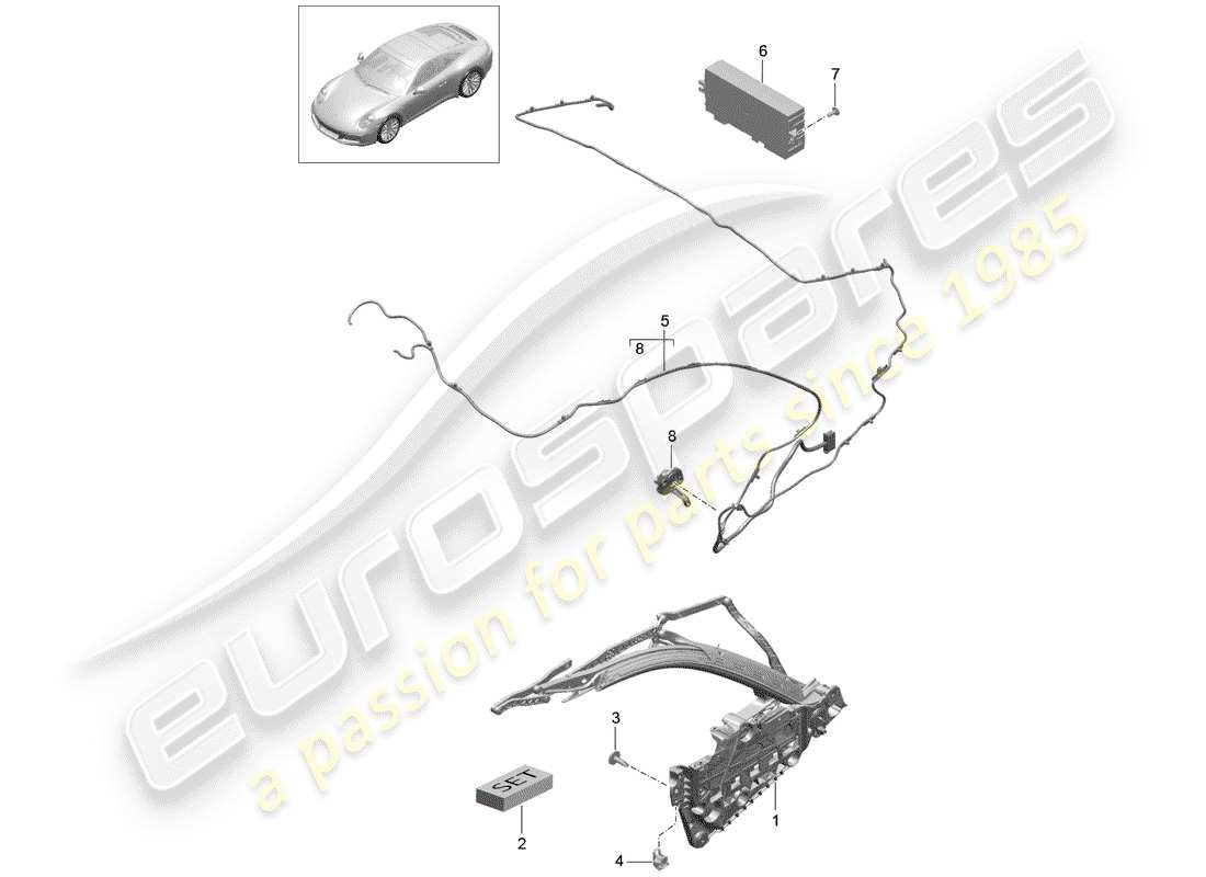 porsche 2020 (991-2) marco superior diagrama de piezas