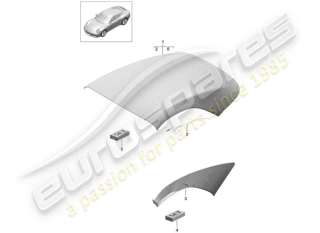 porsche 2019 (991-2) cubierta de capota convertible diagrama de piezas