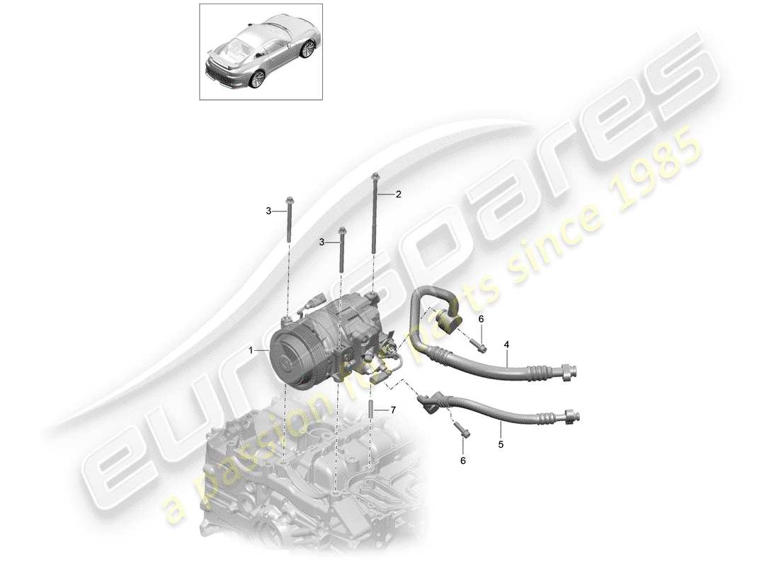 porsche 2014 (991-1 r/gt3/rs) diagrama de piezas del compresor