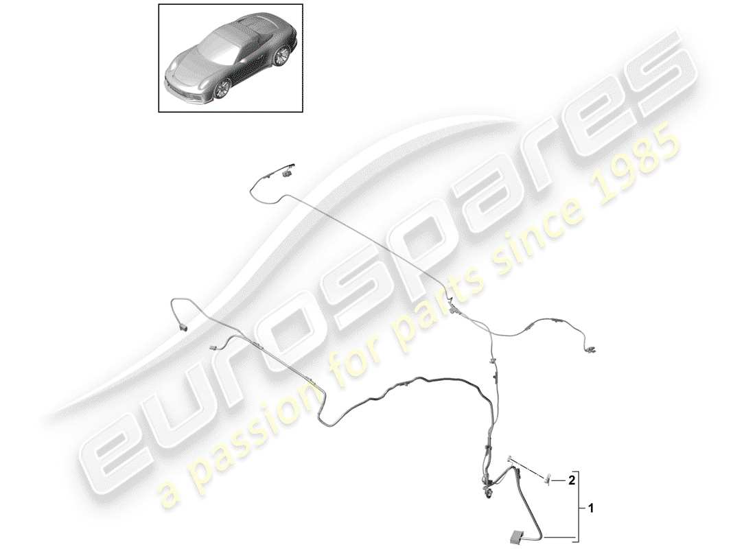 porsche 2014 (991-1 r/gt3/rs) arnés para convertible diagrama de piezas