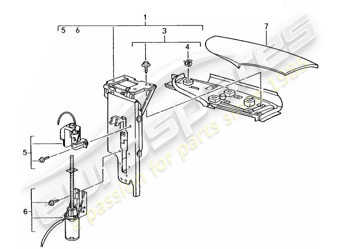 porsche 996 (2001) solapa - diagrama de piezas del techo convertible
