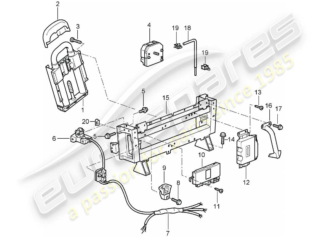 porsche 2000 (996) barra antivuelco diagrama de piezas
