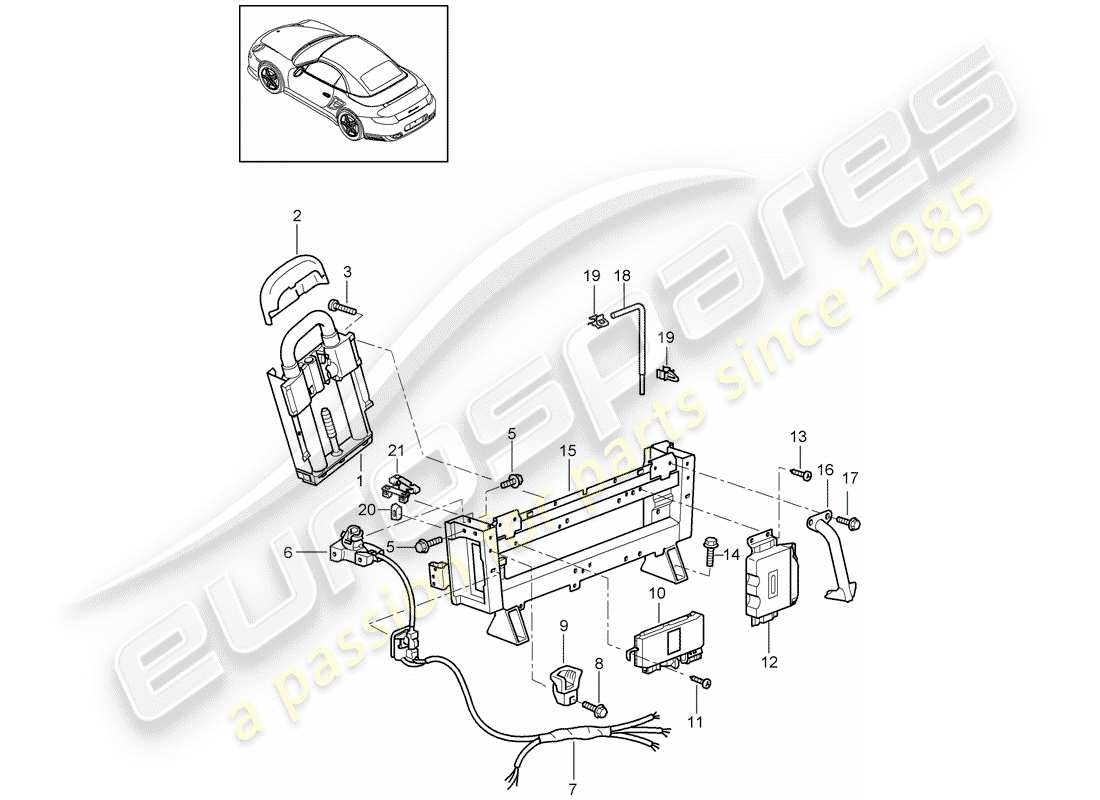 porsche 2009 997-2 turbo / gt2 barra antivuelco diagrama de piezas