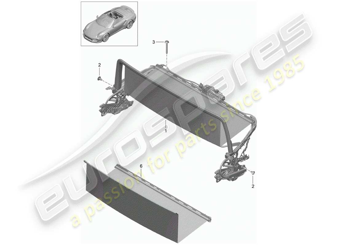 porsche 2014 (991-1 turbo) parabrisas diagrama de piezas