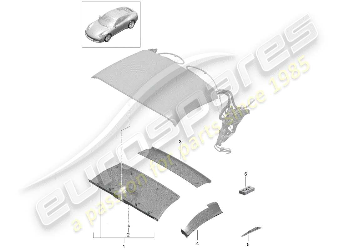 porsche 2020 (991-2) top convertible diagrama de piezas