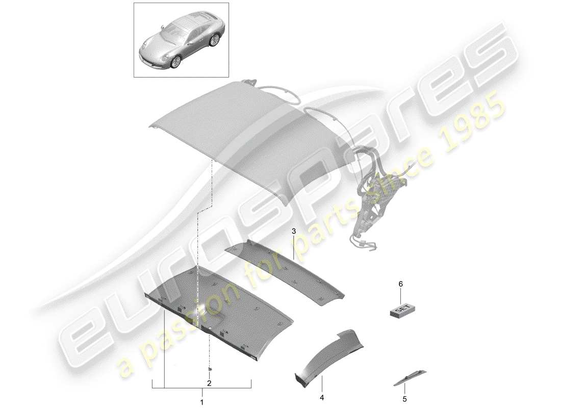 porsche 991 gen. 2 (2020) top convertible diagrama de piezas
