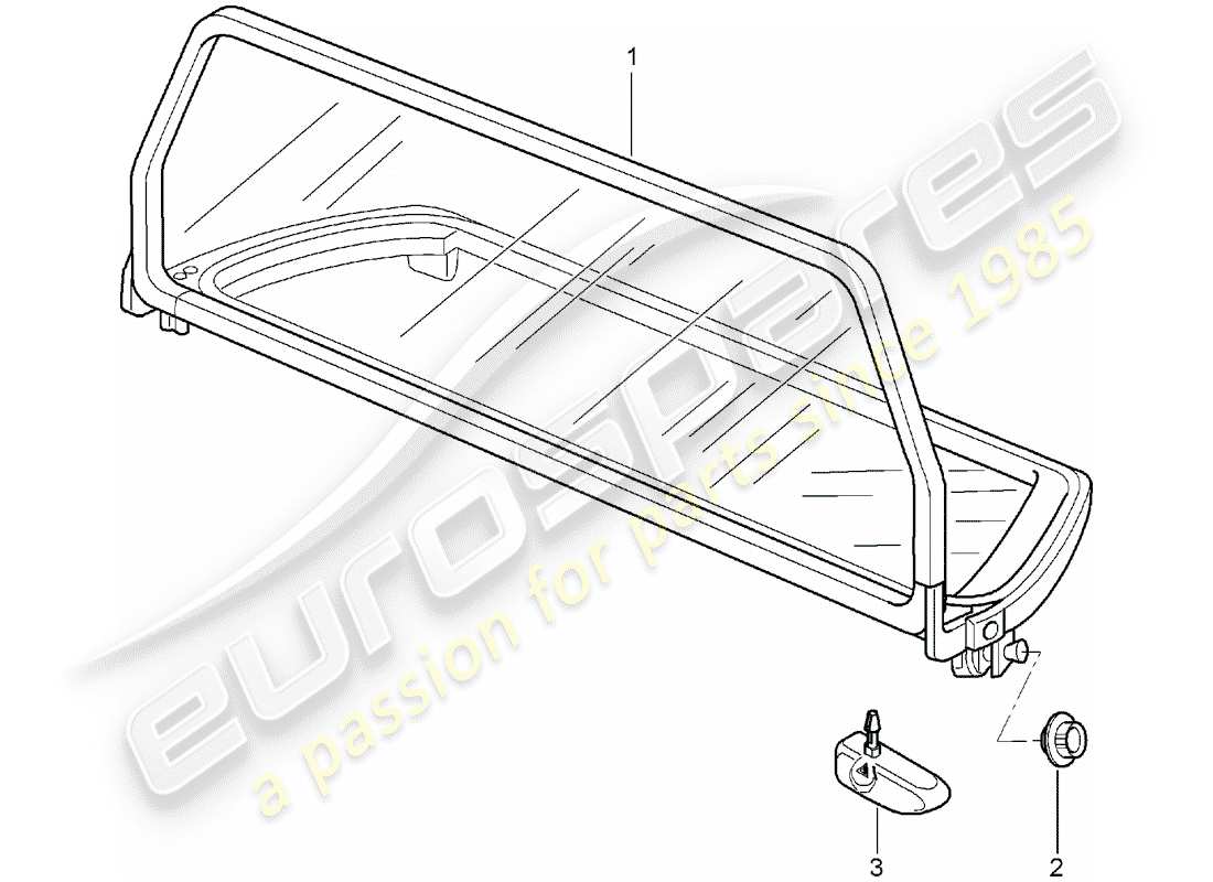 porsche 2007 (997-1) parabrisas diagrama de piezas