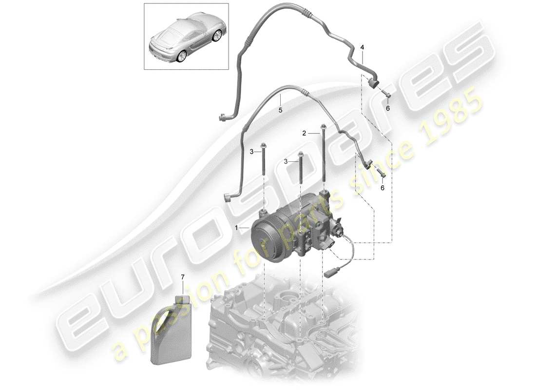 porsche 2016 (981 cayman gt4) compresor diagrama de piezas