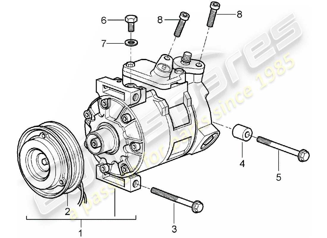porsche 2005 (987 boxster) compresor diagrama de piezas