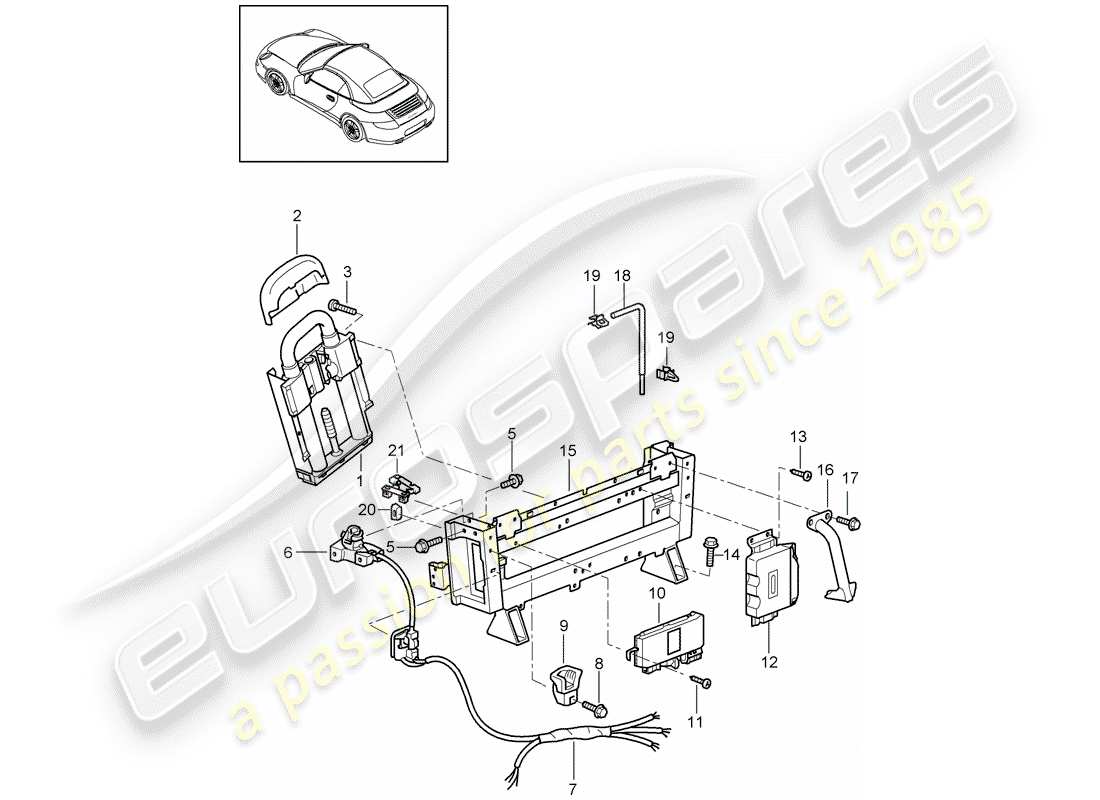 porsche 2010 (997-2) barra antivuelco diagrama de piezas
