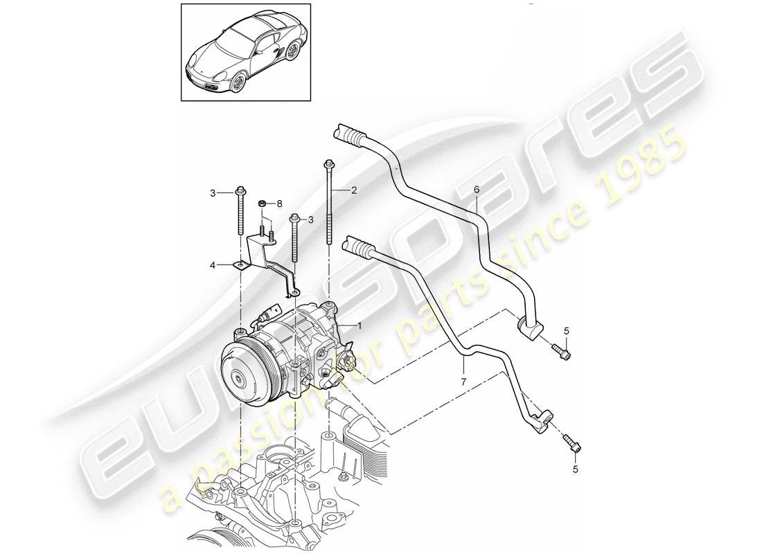 porsche 2010 (987 cayman) compresor diagrama de piezas