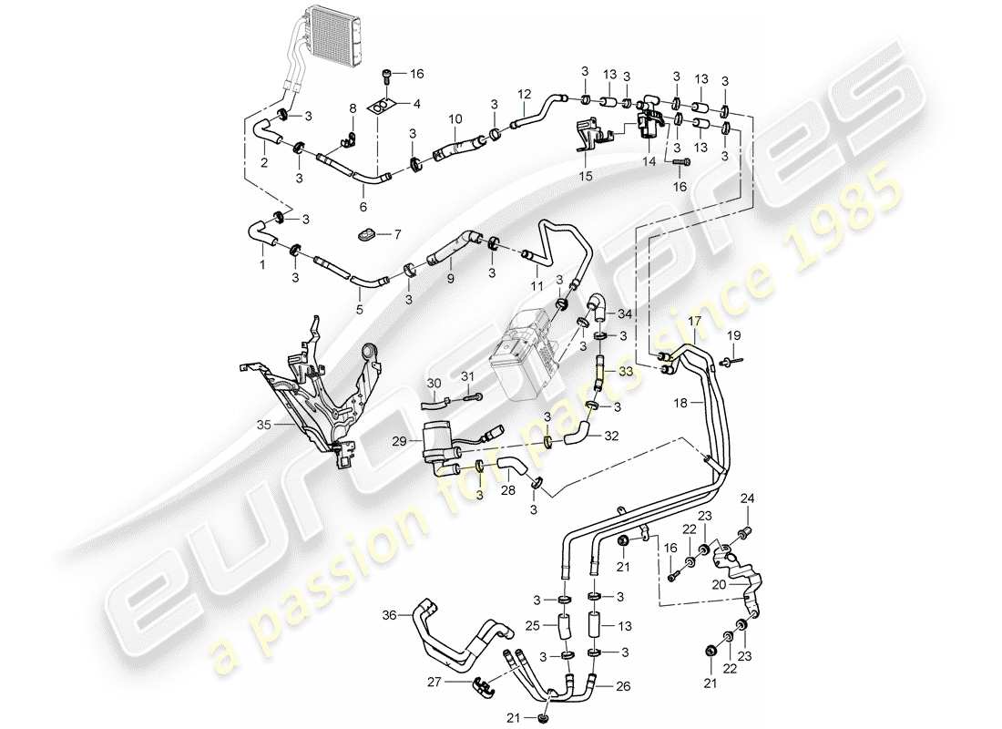 porsche 2007 (cayenne e1 9pa) calentador diagrama de piezas