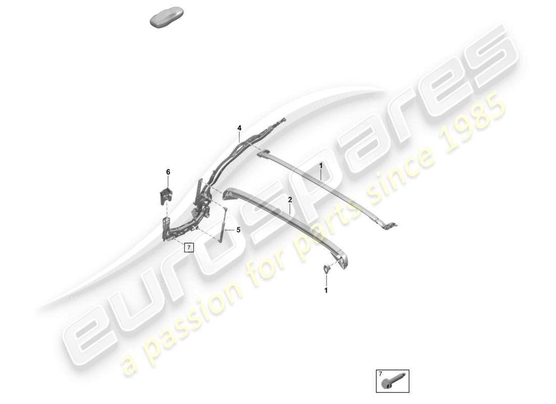 porsche 2020 (718 boxster) marco superior piezas individuales diagrama de piezas